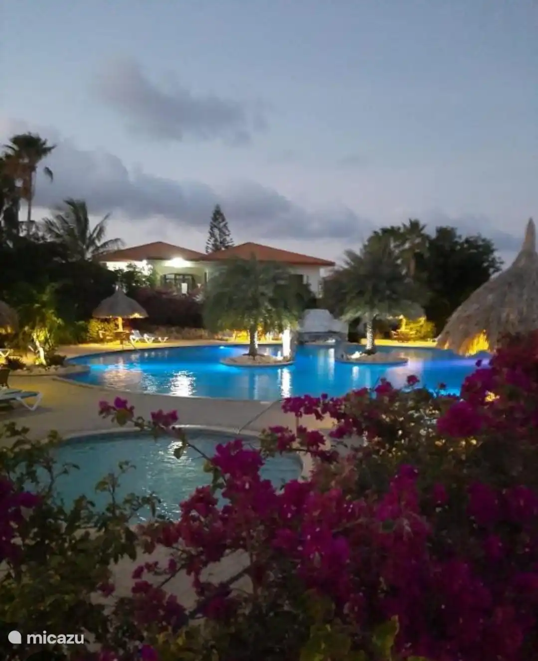 Foto de la piscina, al atardecer