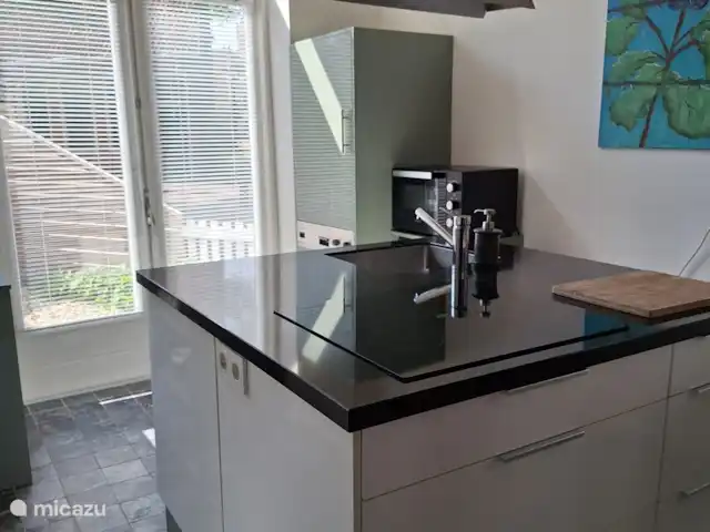 stadswoning huren in Nederland, Friesland, Franeker – Franeker Hûske de keuken met openslaande deuren naar het terras