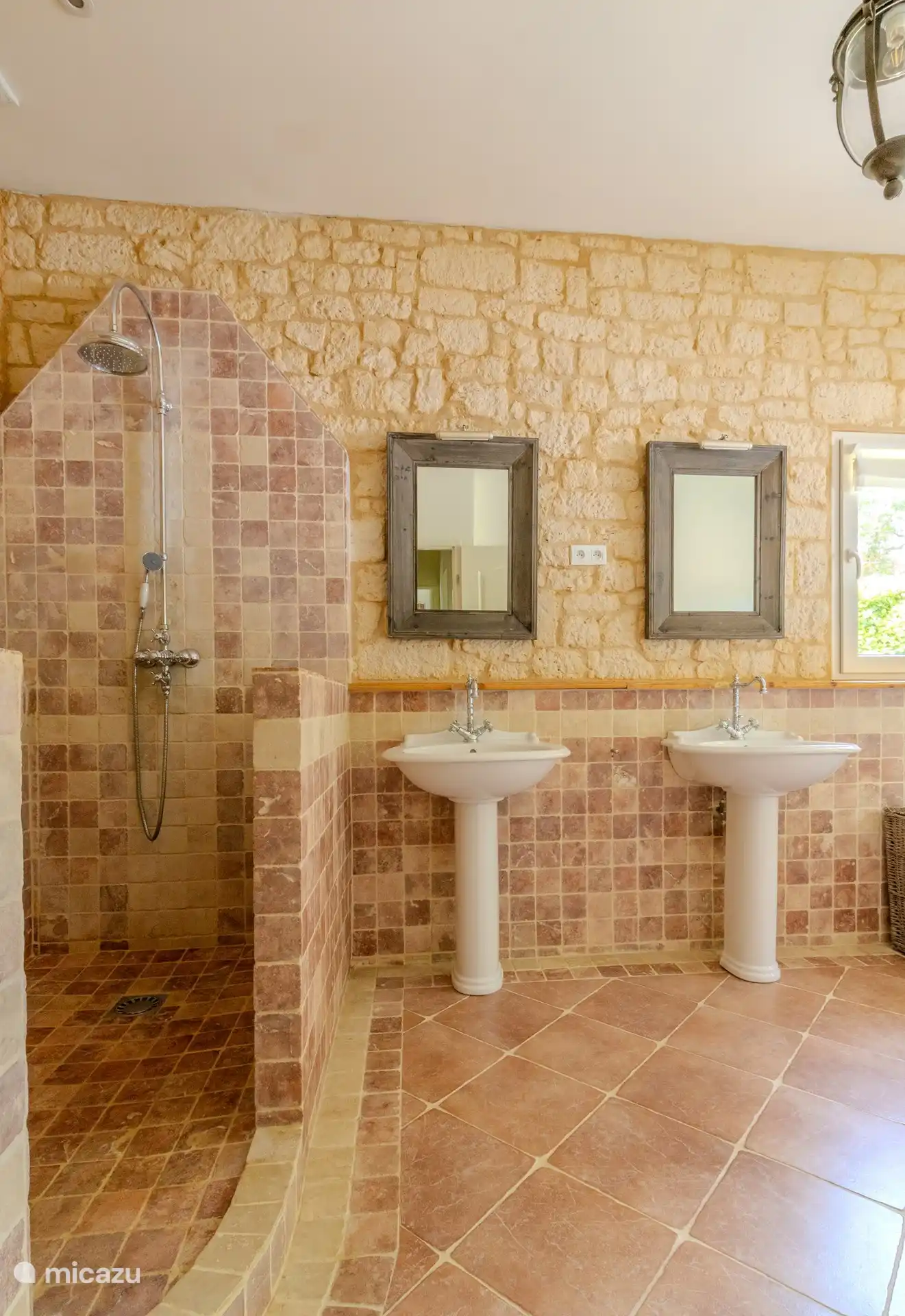 Grande salle de bain avec douche 