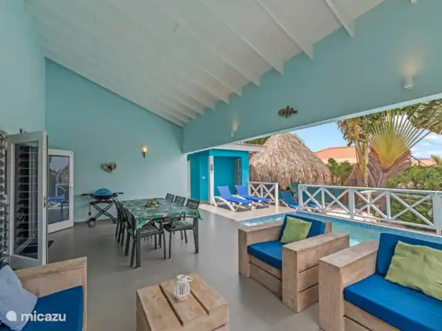 Villa Flamingo con piscina privada en Curazao, Bandabou (oeste), Fontein - villa Vista desde la terraza