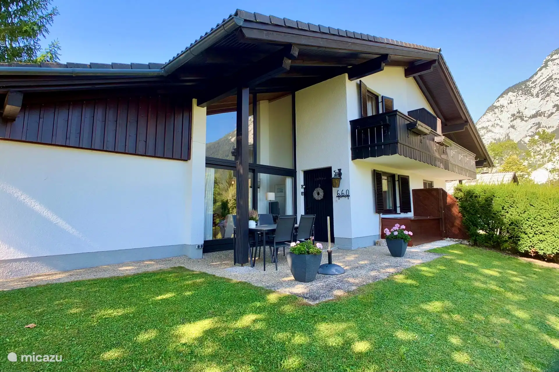 Rear view with lovely garden