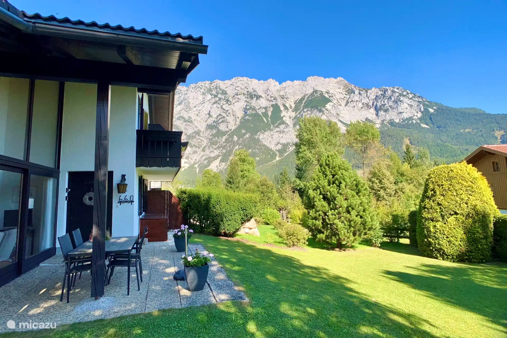 Rear view with lovely garden