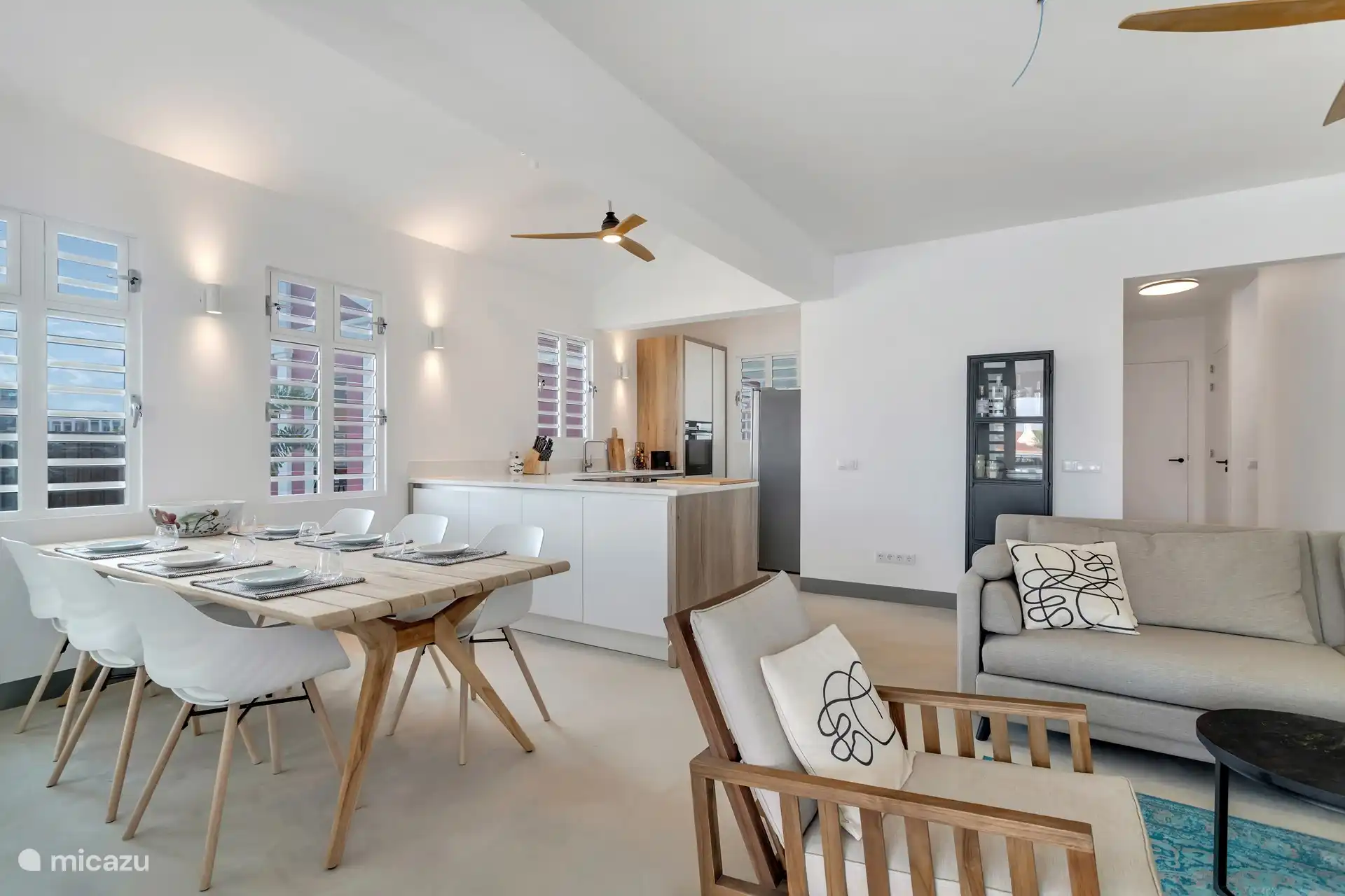 kitchen and living room