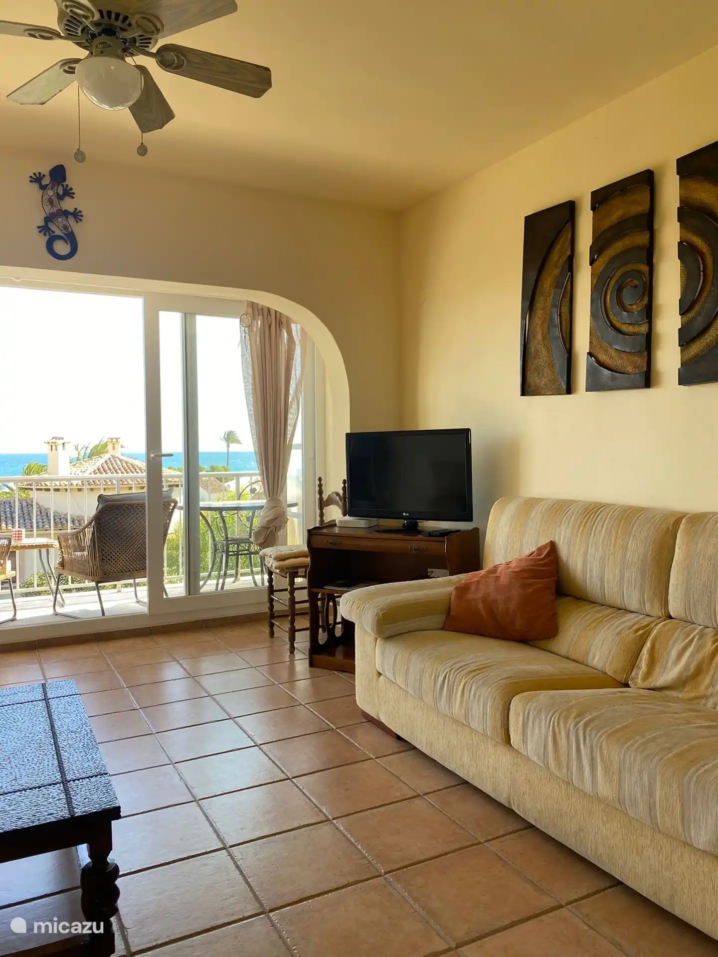 Our spacious and comfortable living room space gives you sea-views.