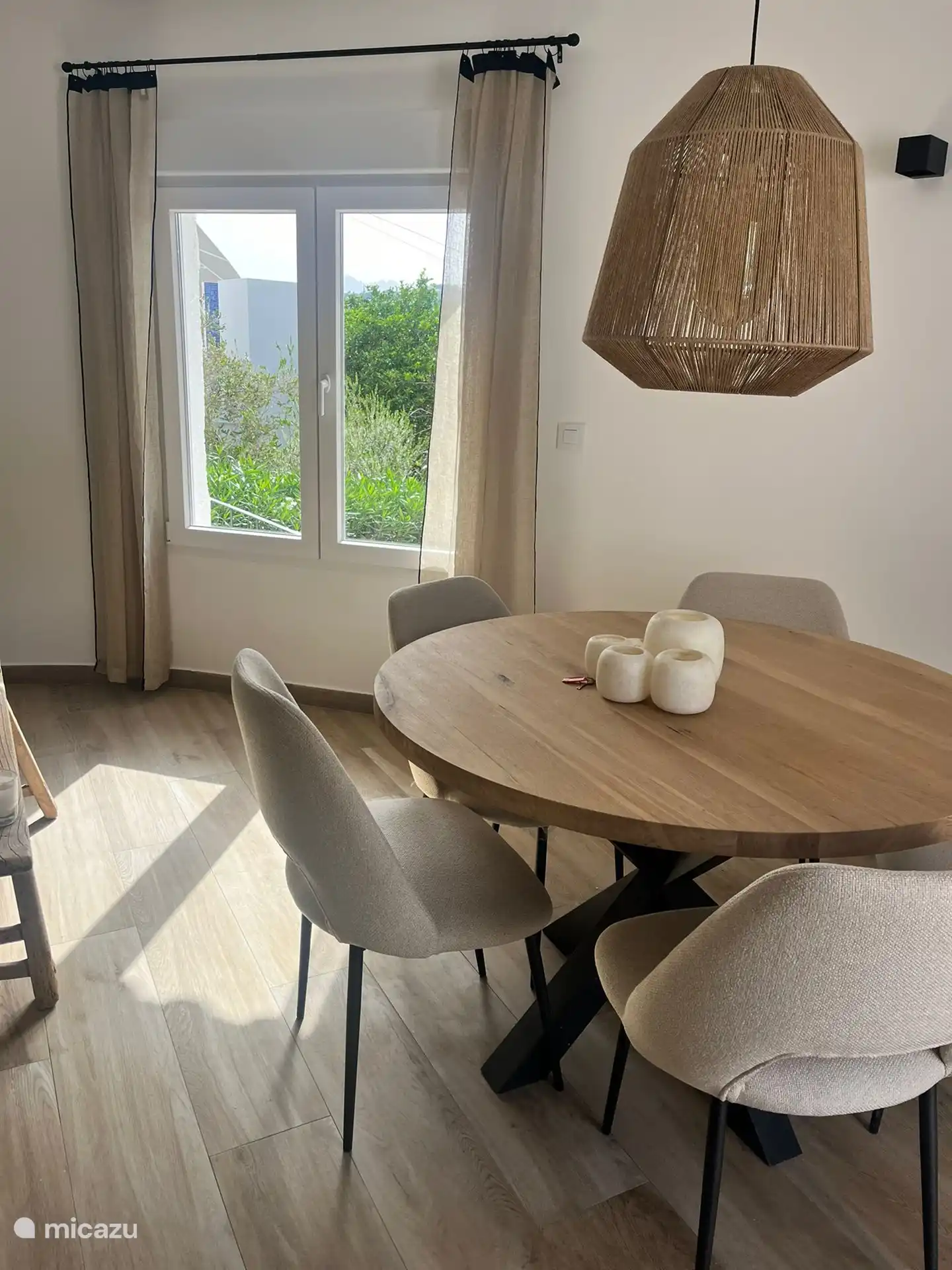 the dining area of the lower floor