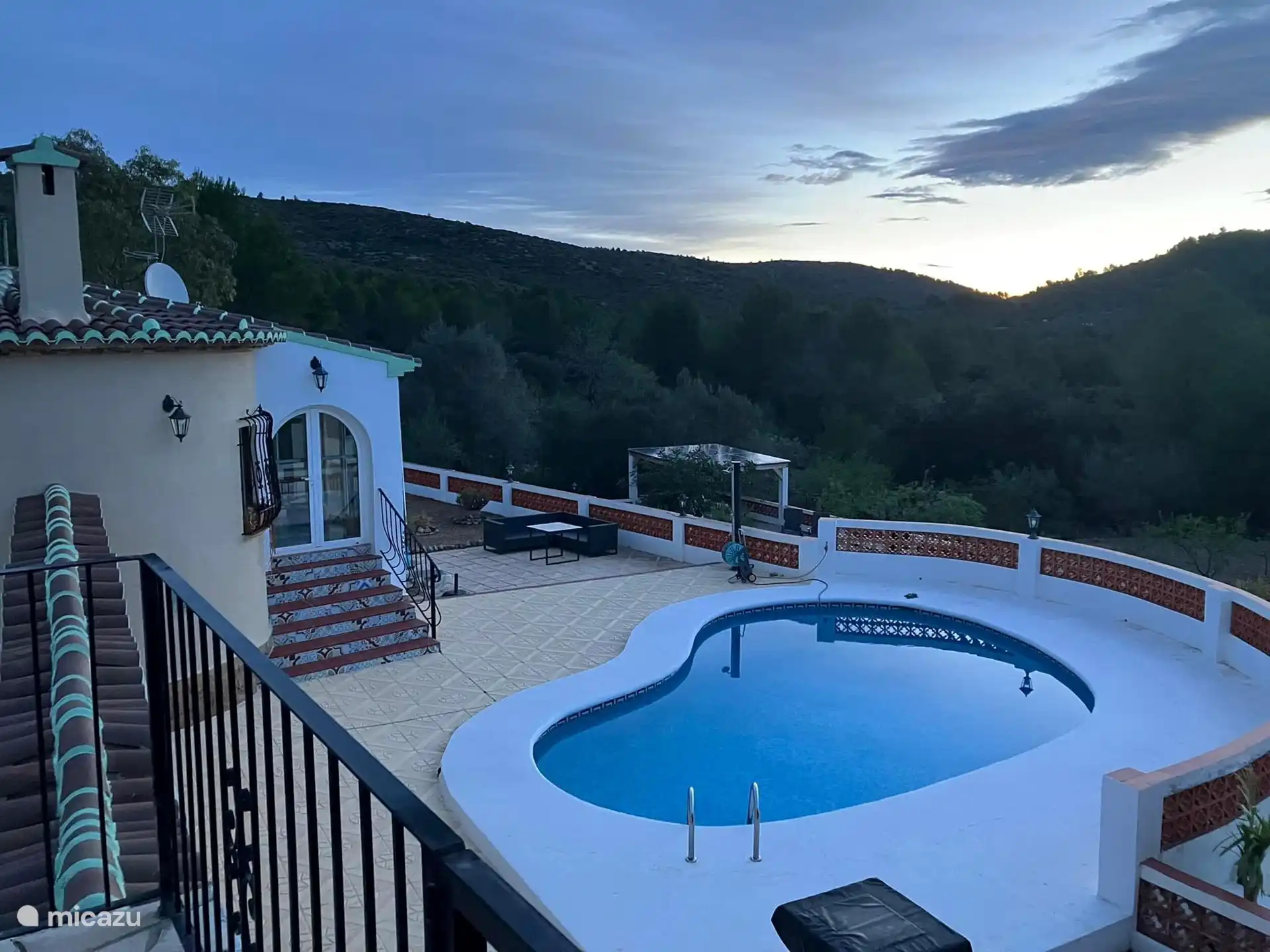 View over the pool from the parking deck