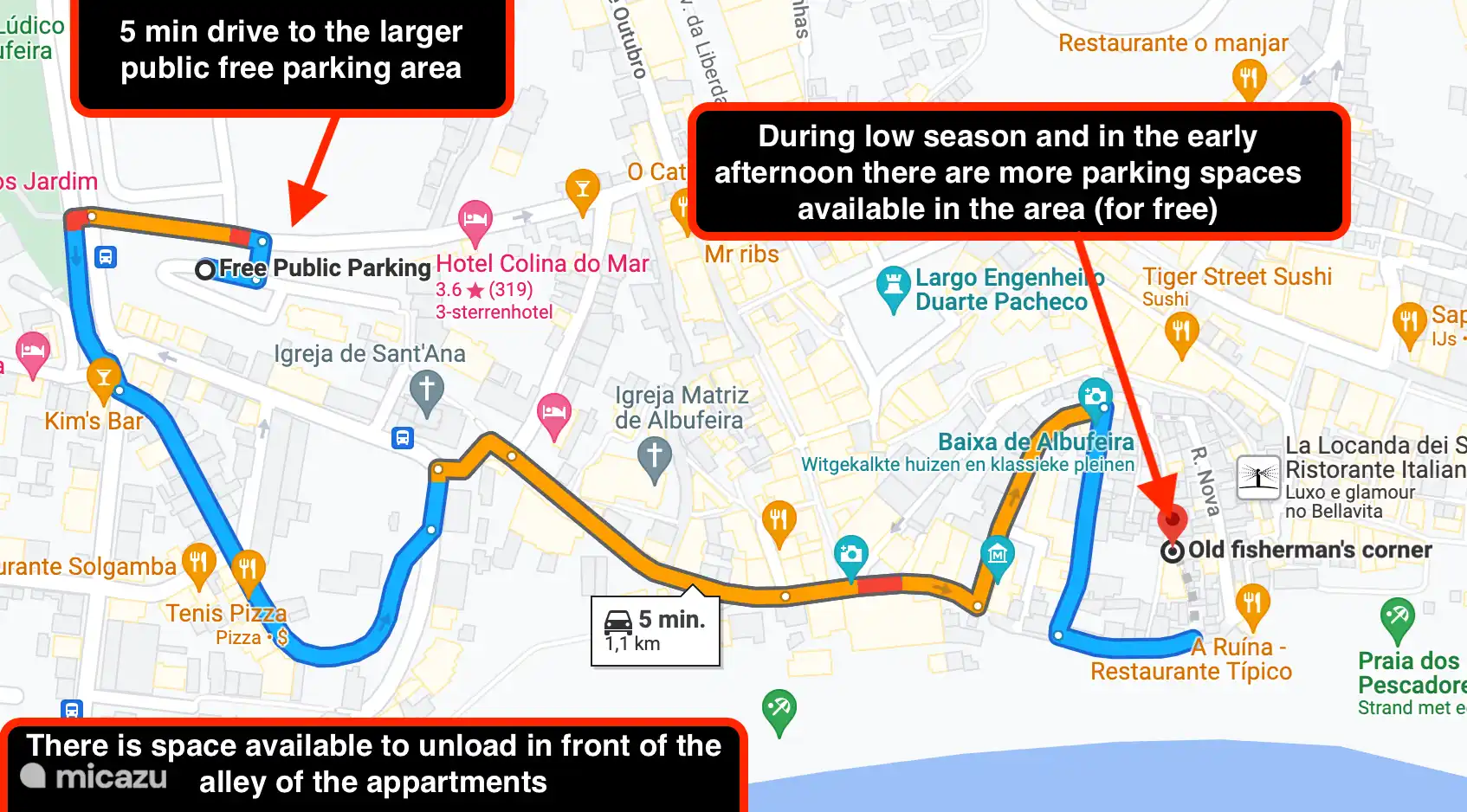 Instrucciones de estacionamiento 