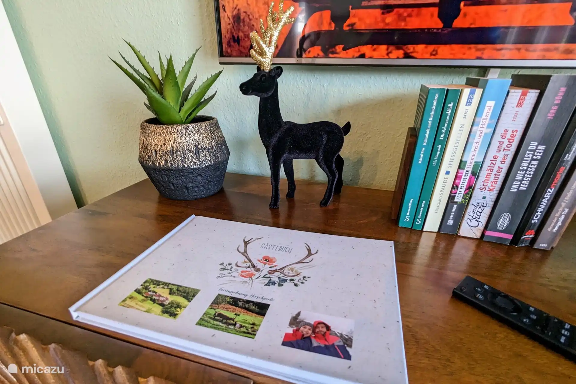 Profitez du calme et de la tranquillité, immergez-vous dans les histoires passionnantes de nos romans policiers de la Forêt-Noire - une lecture parfaite pour des soirées agréables et des heures de détente dans notre appartement élégant.