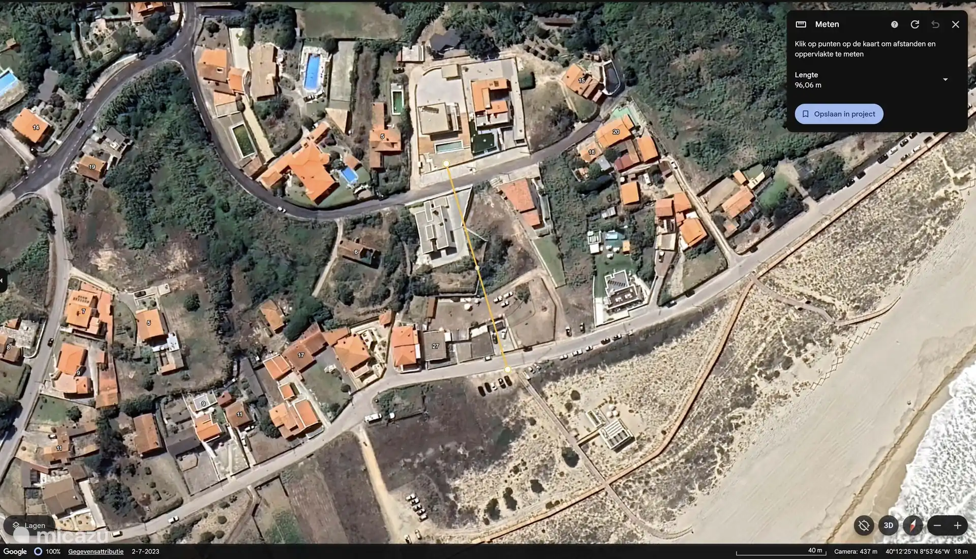 Die Entfernung zum Strand beträgt 100 Meter