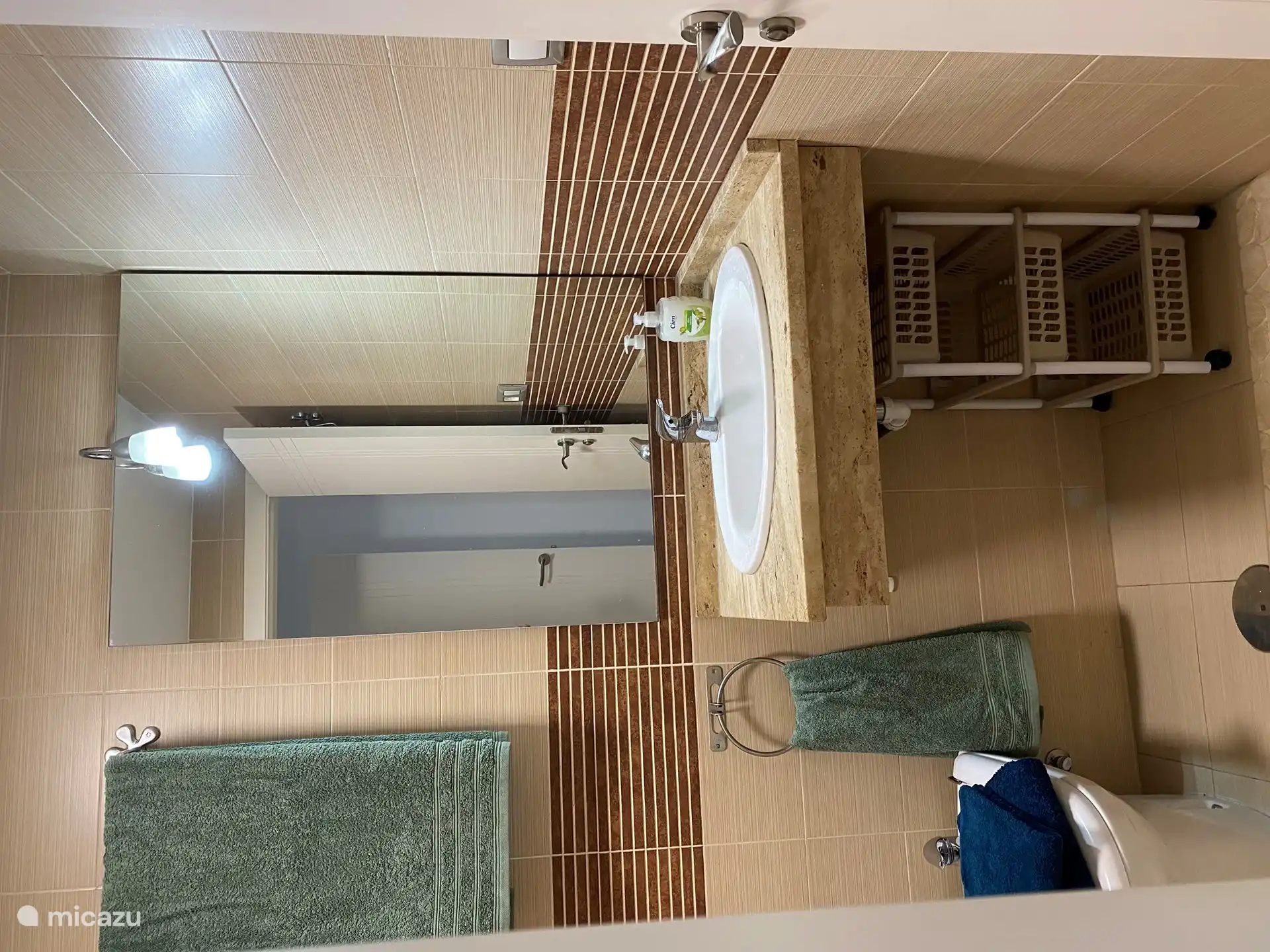 Vous pouvez ranger vos articles de toilette dans le support sous l’évier.