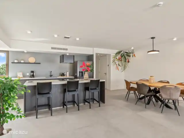 Le quai 5D, près de Handelskade, Punda | Curaçao, Curaçao-Centre, Willemstad - appartement Cuisine ouverte avec réfrigérateur/congélateur, plaque à induction, four et lave-vaisselle.