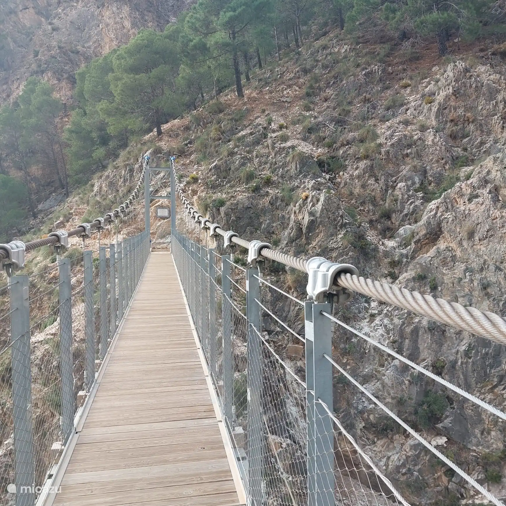 Suspension bridge at the Sendero el Saltillo hiking trail in Canillas de Aceituno