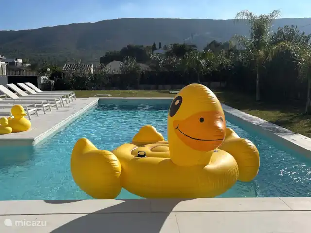 Villa Primavera | Espagne, Costa Blanca, Jávea - villa Entièrement clos, grand jardin avec piscine, chaises longues, grande table à manger, place de parking pour 2 voitures, table de ping-pong et hamac.