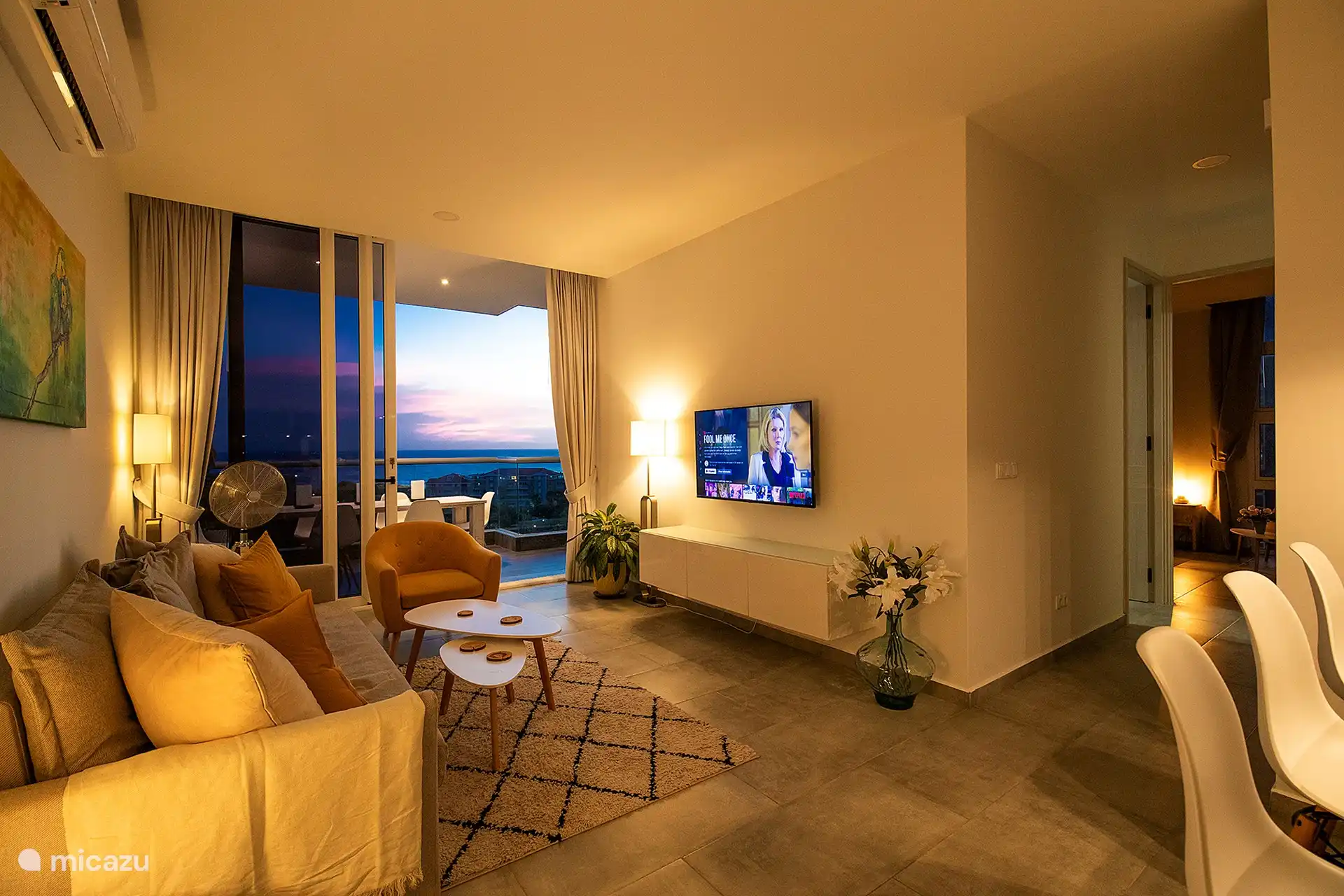 Living room, balcony, hallway and, master bedroom