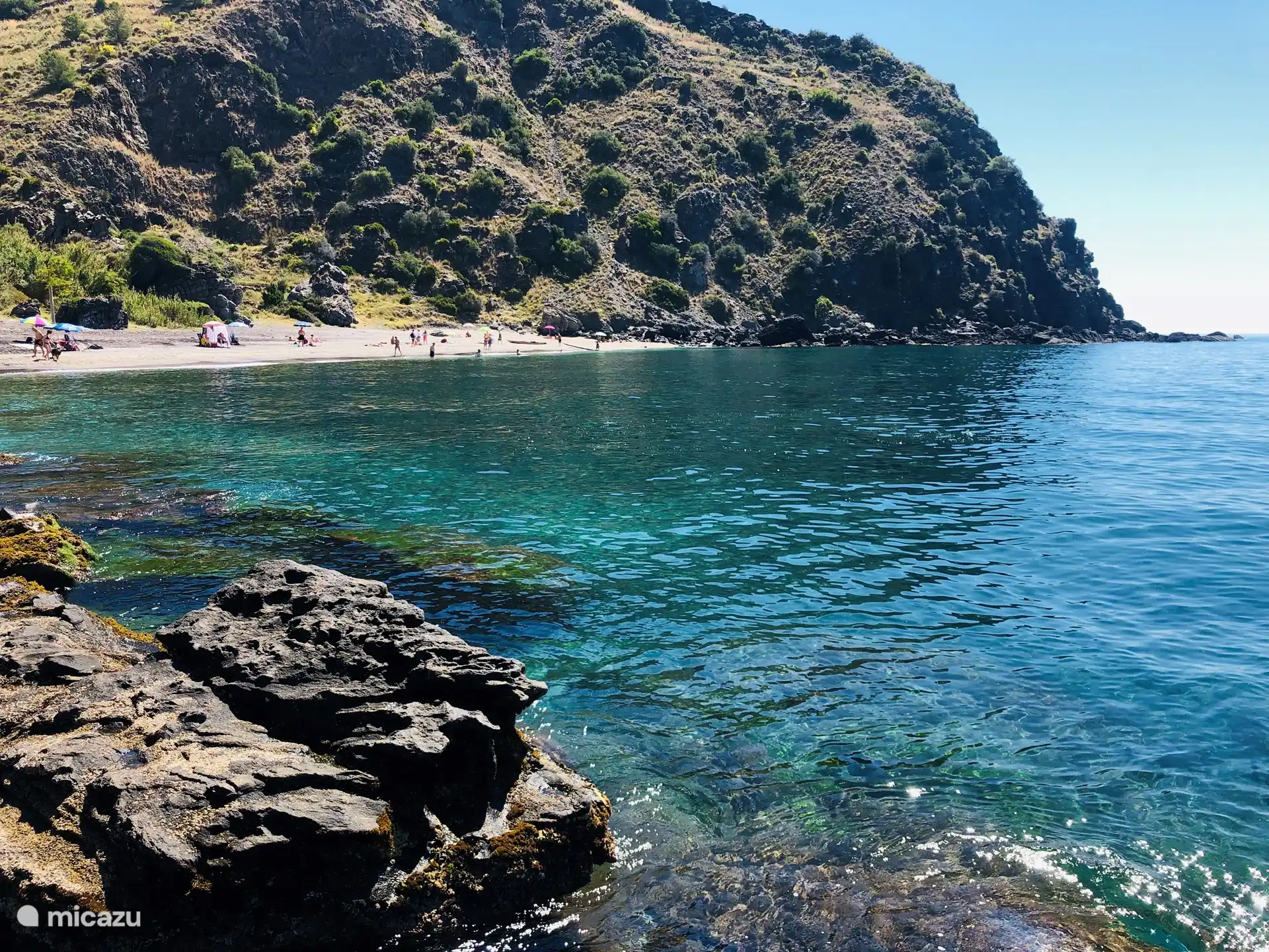 The beautiful sandy beach Curumbico is a 5-minute walk away