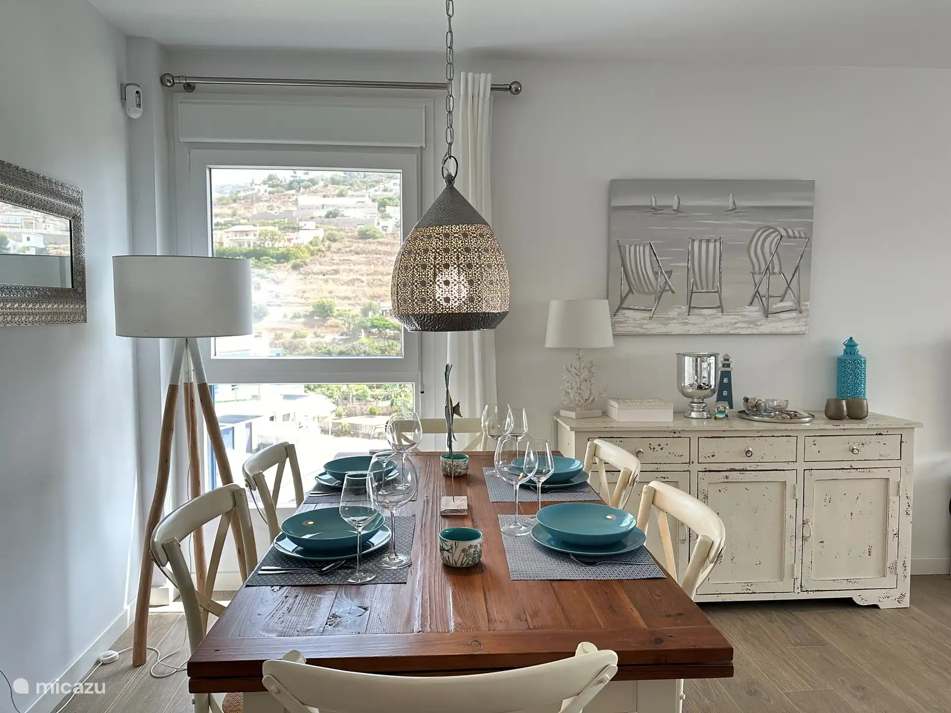Dining area with mountain views