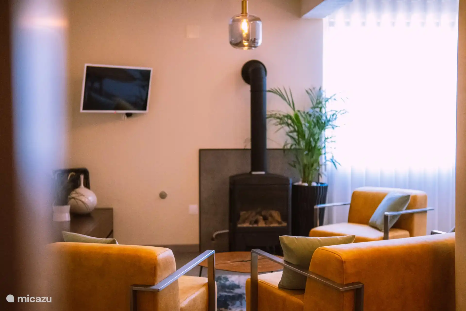 Stove in sitting area