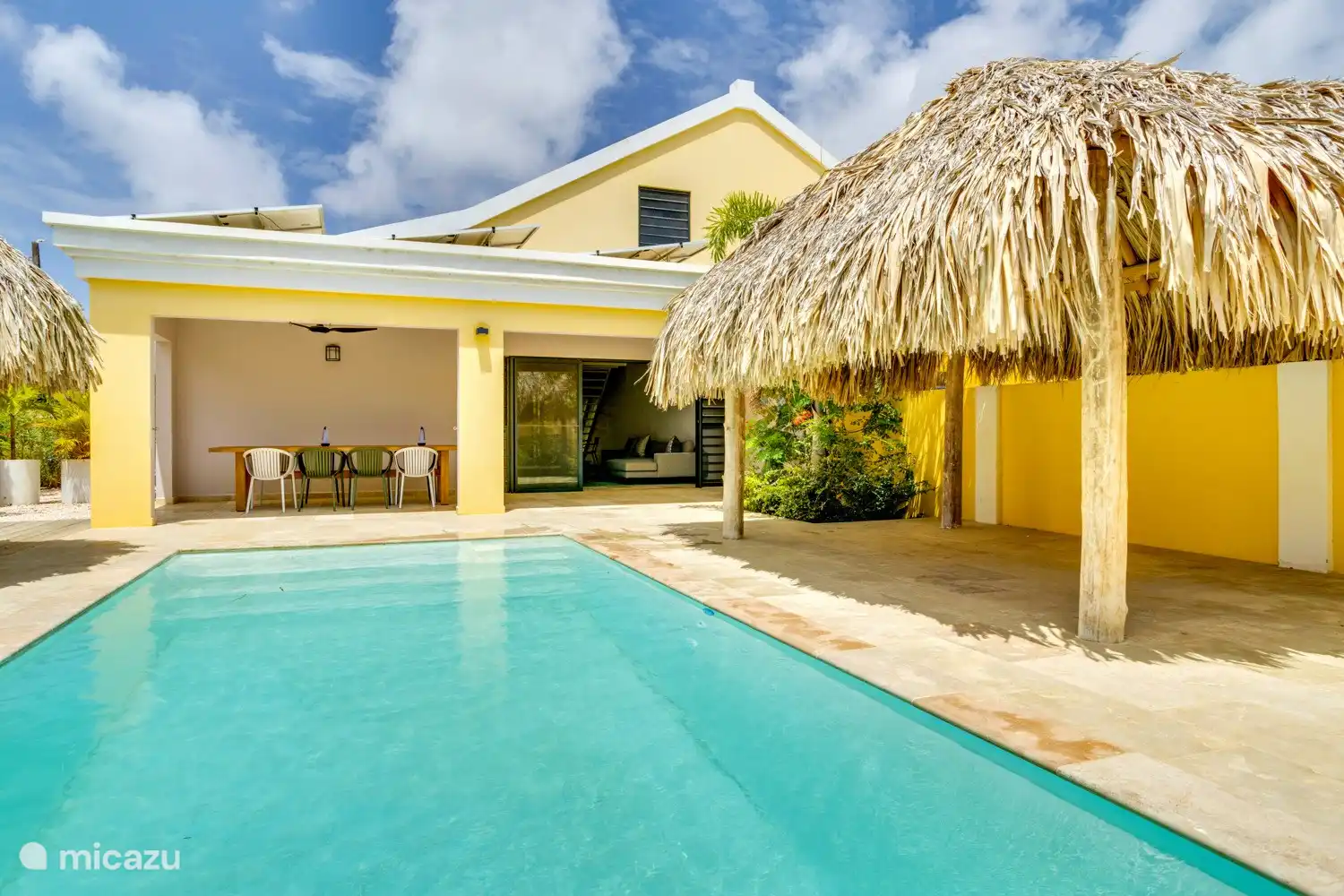 Saltwater pool and palapa.