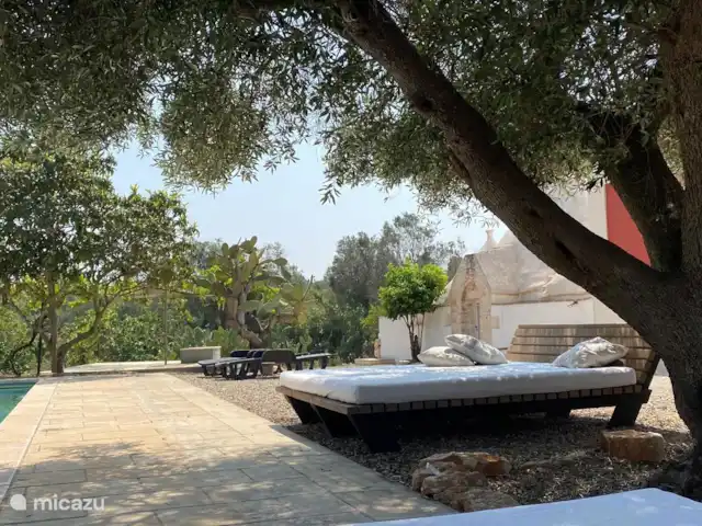 Trullo Sogno l'Estate en Italia, Apulia, Francavilla Fontana - casa de campo / castillo Tumbonas bajo el gran olivo