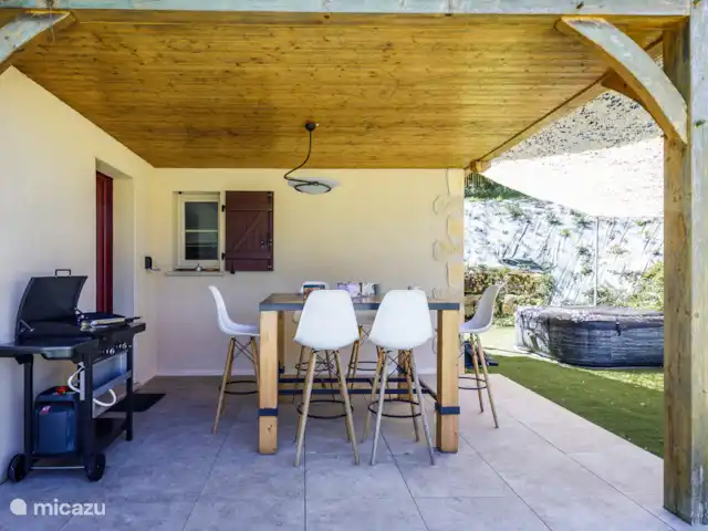 Flor de Châtaigne en Francia, Dordoña, Carsac - casa vacacional Terraza con plancha