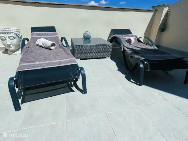 Casa Karma huren in Spanje, Costa Blanca, Algorfa - finca Loungestoelen op het dakterras