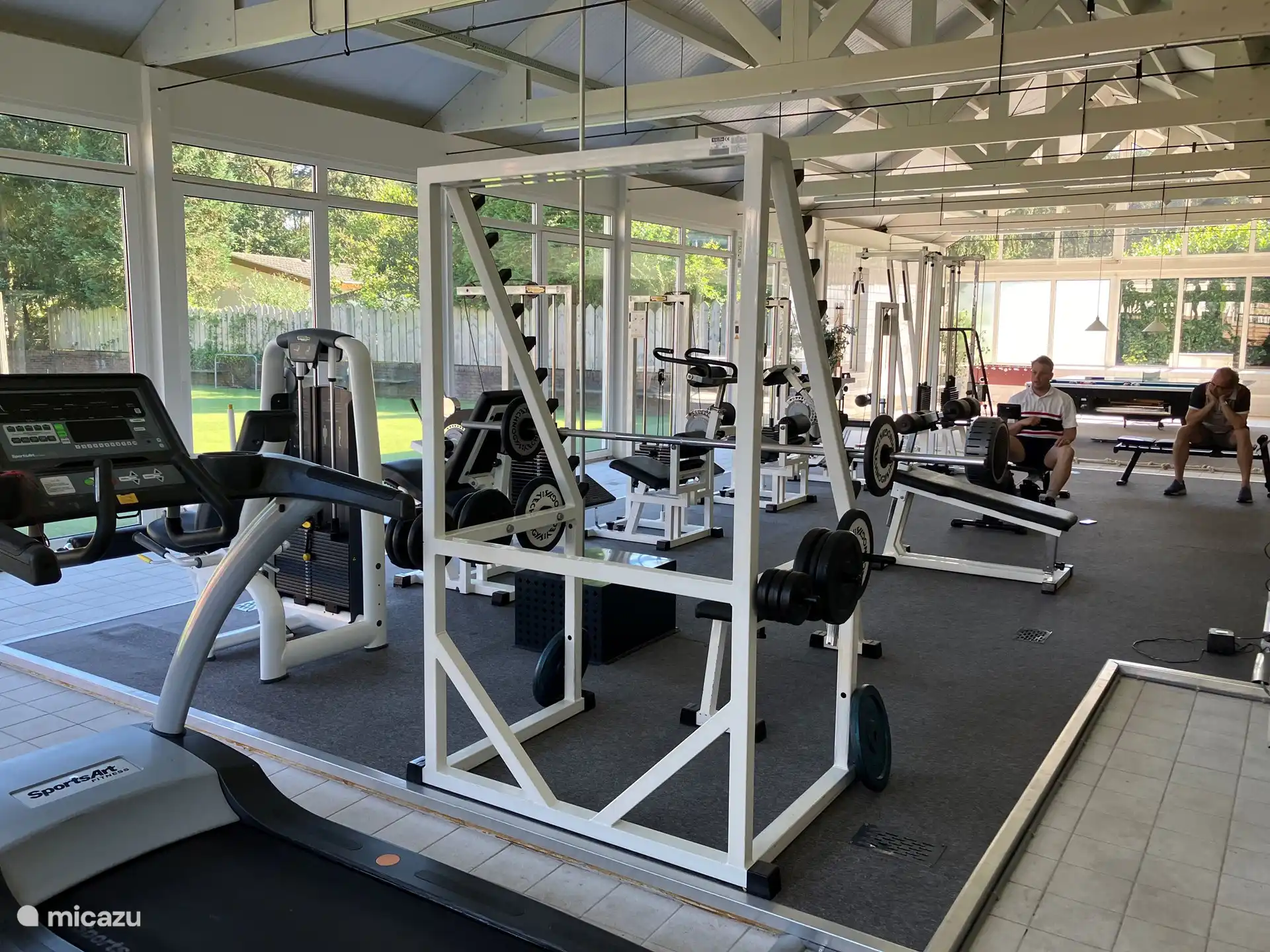 Fitness room and outside the badminton court
Free access