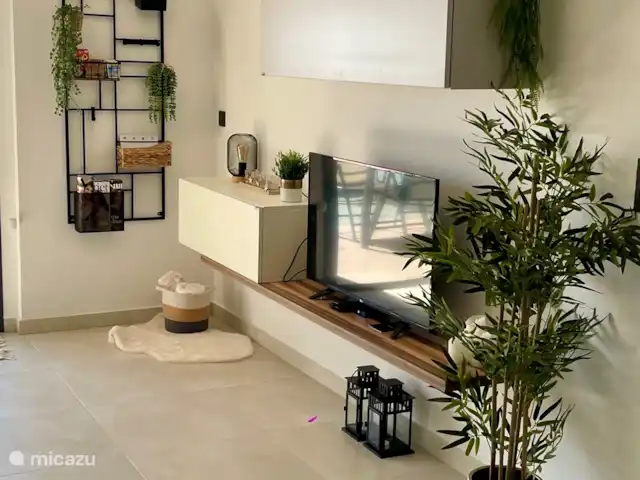 Penthouse Casa Isabella | Espagne, Costa Blanca, Torrevieja - appartement Le salon avec TV. Pas de télé pendant un moment ? Vous pouvez également utiliser un certain nombre de livres néerlandais.