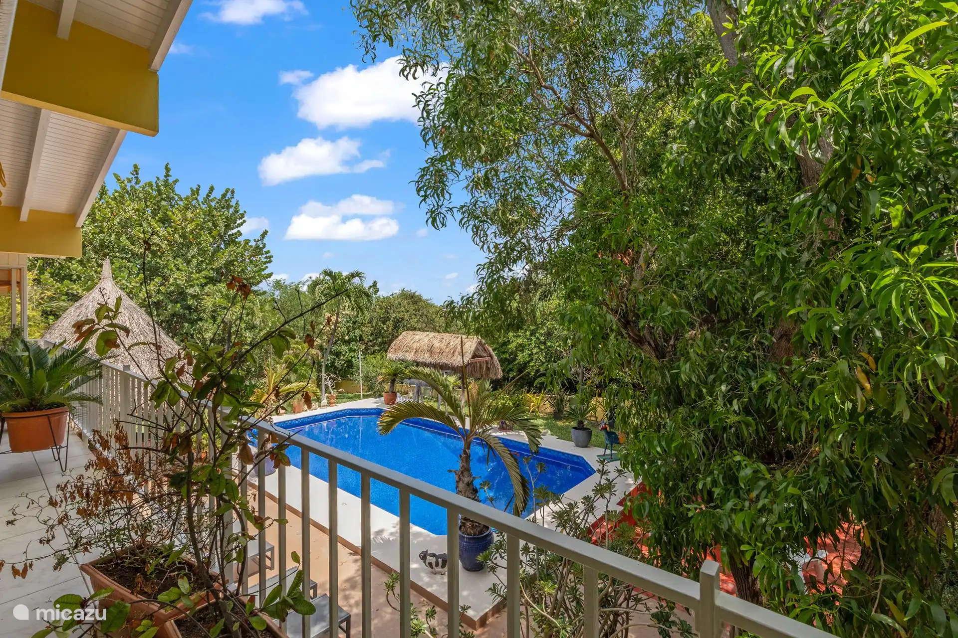 Vista desde la sala de estar de la piscina
