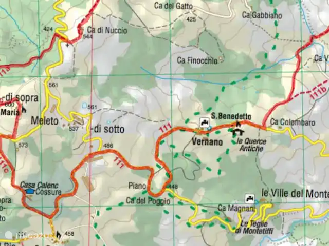 Location de Vacances Italie, Émilie-Romagne, Sogliano al Rubicone, appartement - Casa Calénc Piano terra L’un de nos 16 sentiers de randonnée. Il passe devant la Casa Calénc. Les sentiers de randonnée sont entretenus et une application est disponible