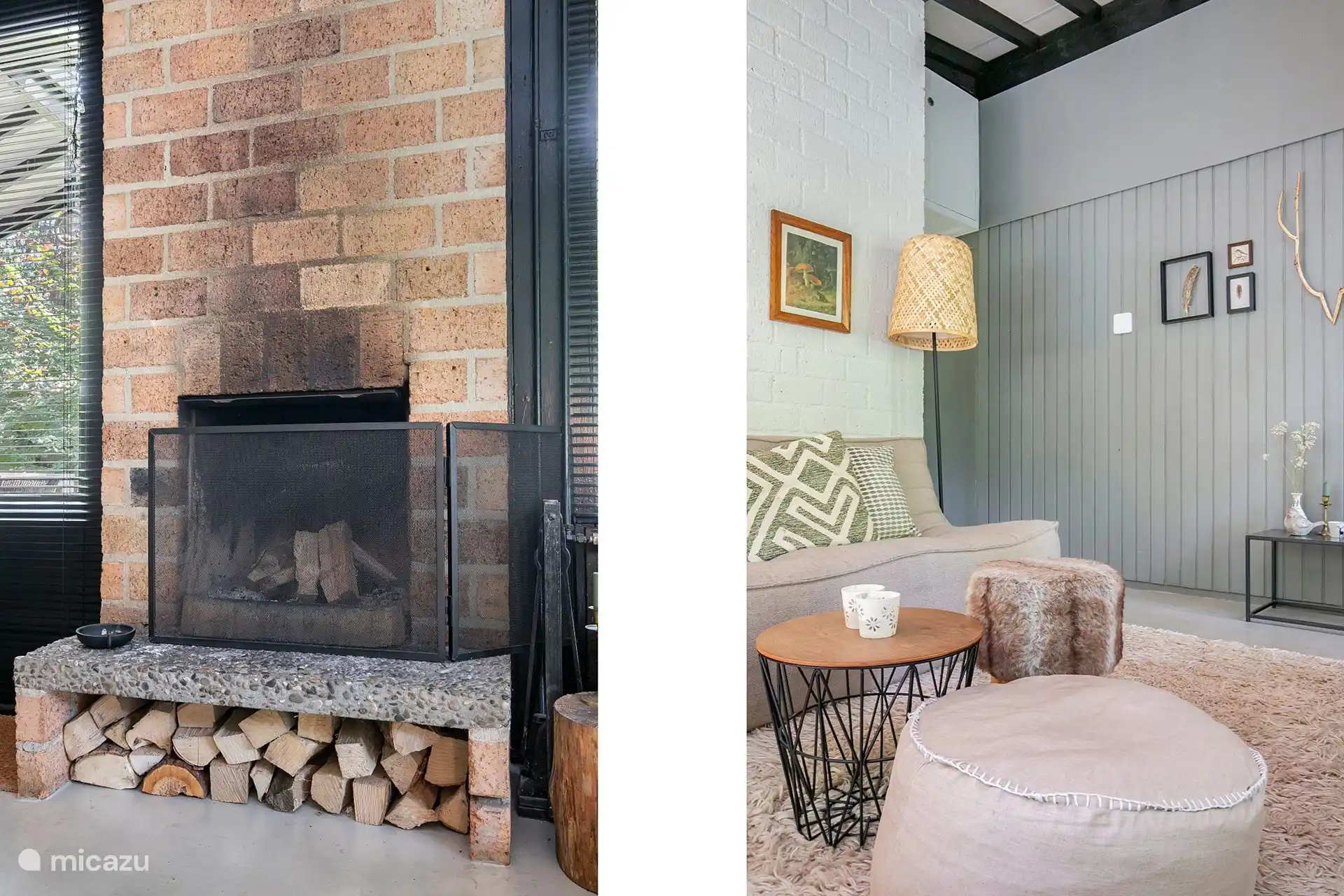 Woonkamer met open haard