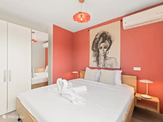 Jan Sofat LUX A12, rez-de-chaussée | Curaçao, Banda Ariba (est), Jan Sofat - appartement Chambre 1 avec lit double et climatisation