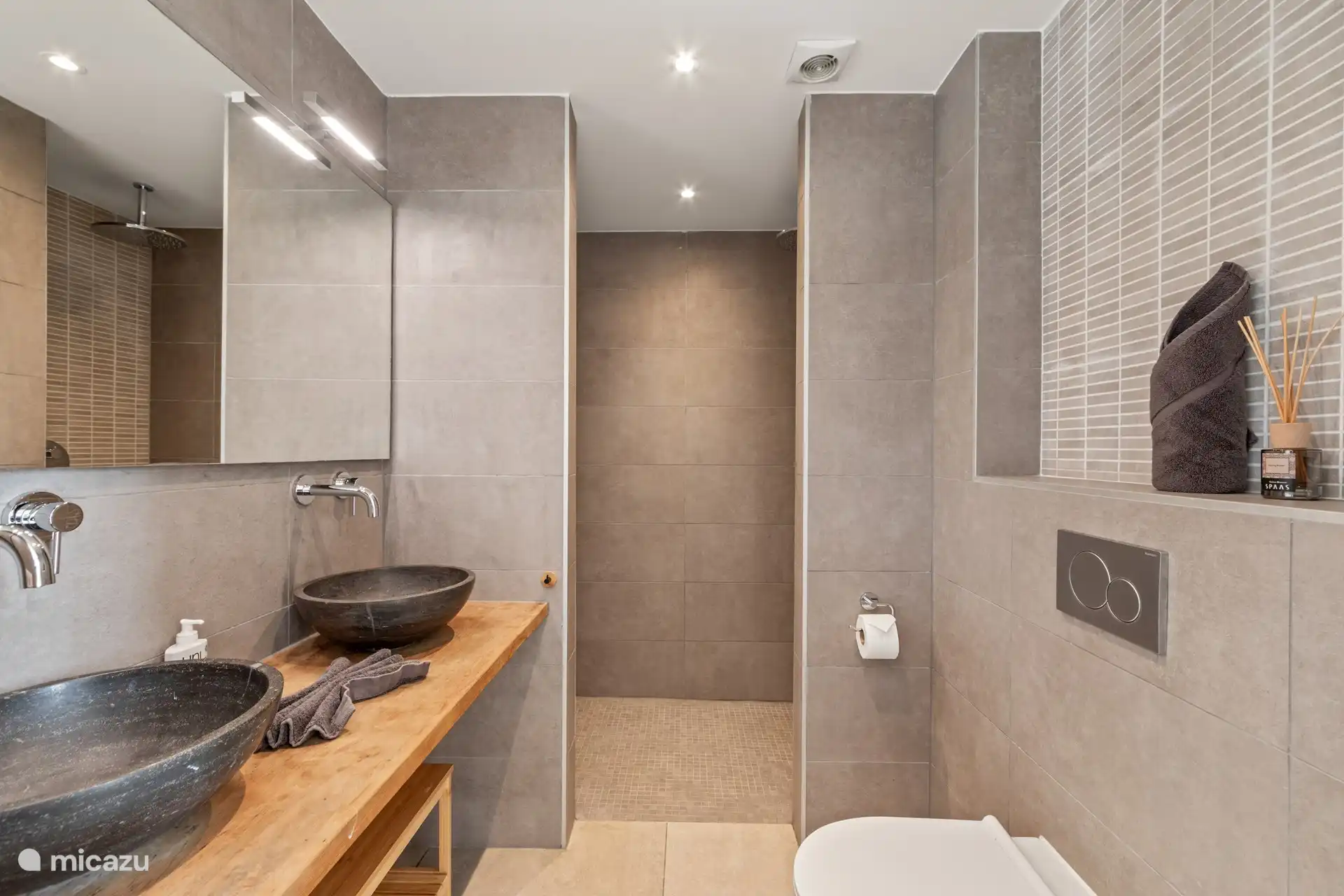 Badkamer 1 met regendouche ne toilet