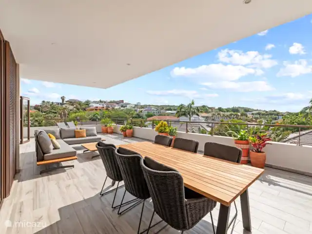 JSA11 Appartement sur le toit du complexe  | Curaçao, Banda Ariba (est), Jan Sofat - appartement Belle salle à manger en plein air avec vue panoramique
