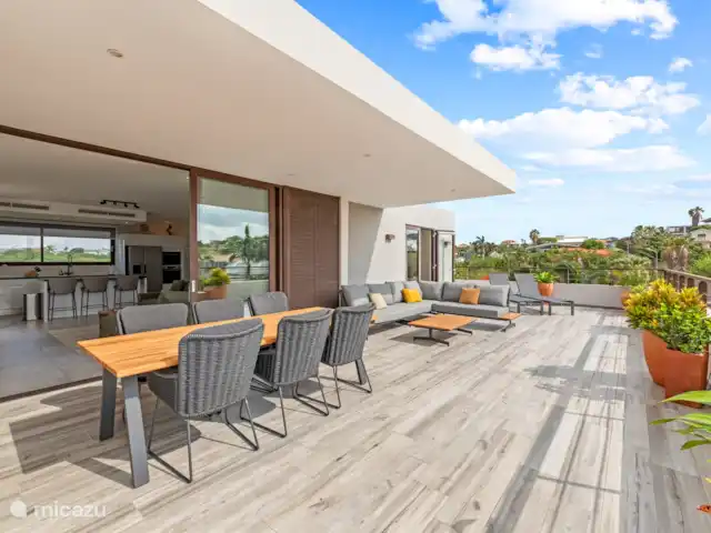 JSA11 Appartement sur le toit du complexe  | Curaçao, Banda Ariba (est), Jan Sofat - appartement Belle salle à manger en plein air avec vue panoramique