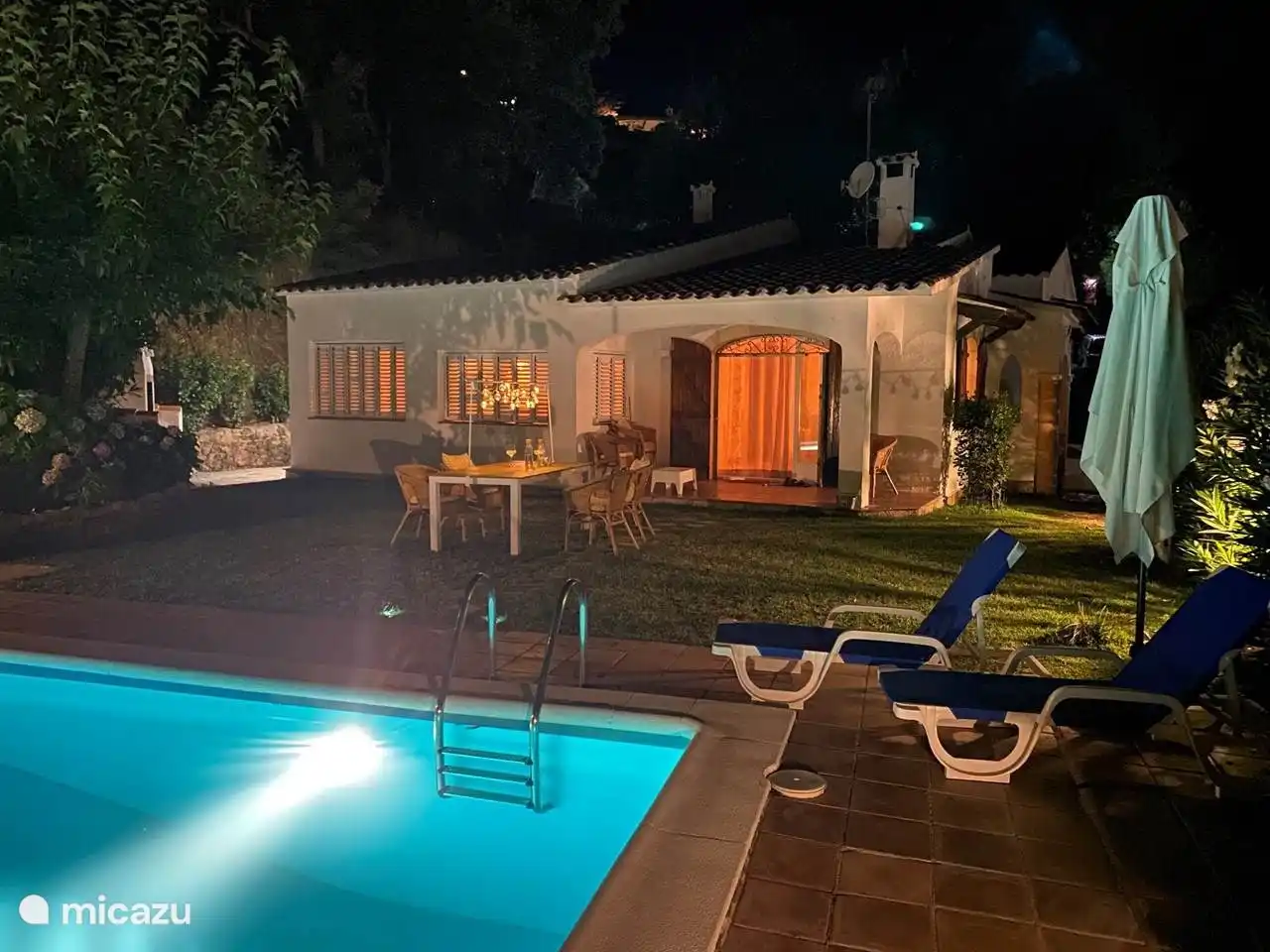 Atmospheric ambiance after sunset garden