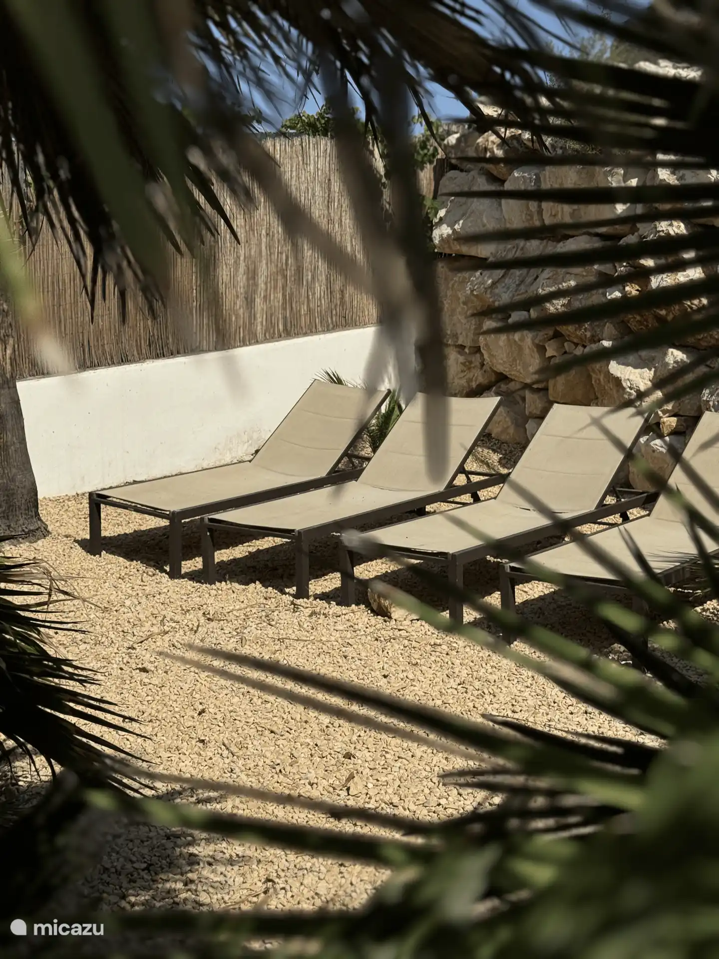 Versteckter Ort vor dem Wind, schön zwischen den Bäumen und Pflanzen im Garten