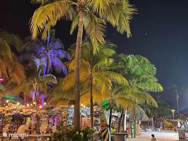 Villa Cabana | Curaçao, Banda Ariba (est), Mambo Beach - villa Plage de Mambo le soir : ici, il y a un happy hour tous les soirs et vous pouvez danser sur les Caraïbes et la musique moderne des bars.