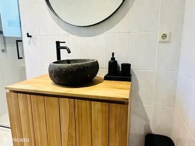 StayatSas Tiny House Pippa huren in Nederland, Gelderland, Doornspijk - chalet Ook de badkamer is helemaal gerenoveerd en heeft onder andere een regendouche