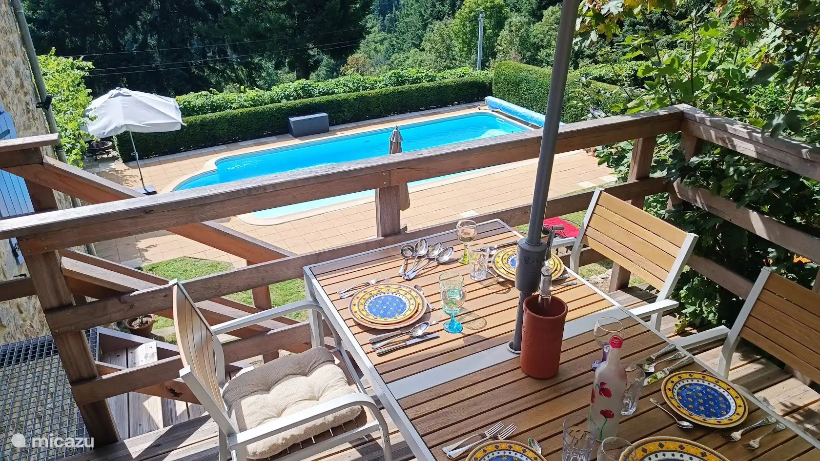 Veranda overlooking the pool