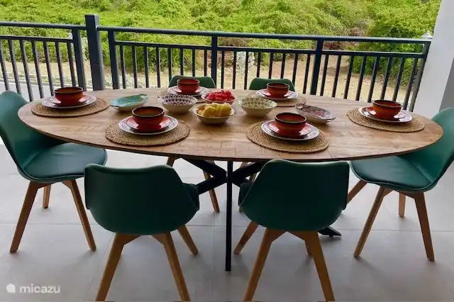 Terrace with dining table 