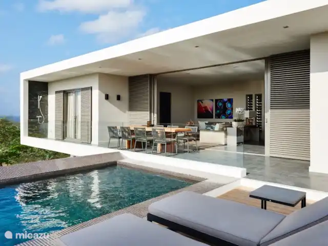 Villa Royale D | Curaçao, Banda Ariba (est), Jan Thiel - villa Le porche vivant avec douche extérieure et table à manger avec 8 chaises