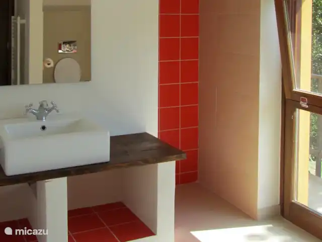 Villa al Plin huren in Italië, Piëmont, Vesime - villa Er zijn twee grote badkamers. Eén badkamer beschikt over een bad, de ruime badkamer op deze foto beschikt over een douche, een wastafel en een wc.