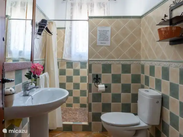 La Casita del Garrobo en España, Costa del Sol, Comares - casa rural / cabaña Baño lleno de luz con ventanas traslúcidas para disfrutar sin renunciar a la intimidad.