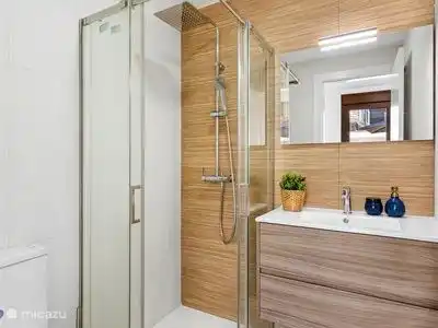 Private bathroom with shower, toilet and sink 