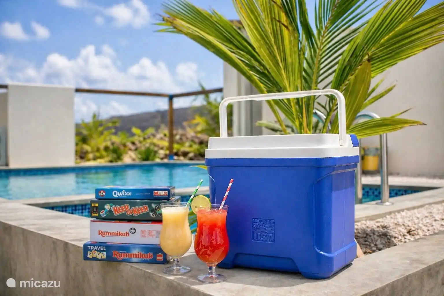 Des jeux sont proposés dans l’hébergement et une glacière pour les boissons fraîches sur la route ou sur la plage.