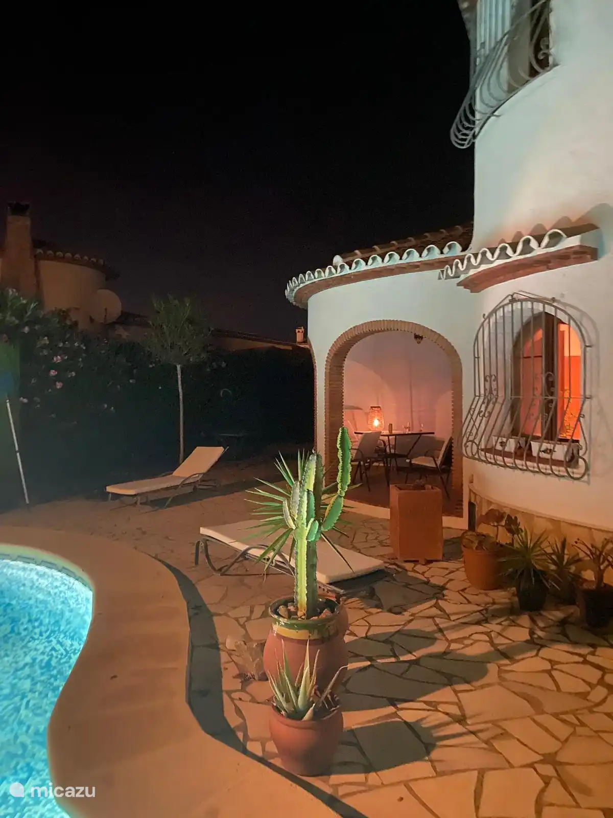 Outdoor terrace in the evening