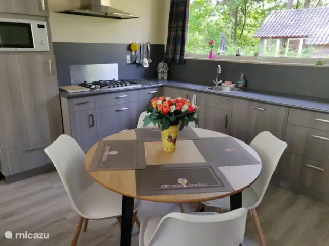 Halcón gerifalte 36 en Países Bajos, Limburgo, Stramproy - bungaló Comedor