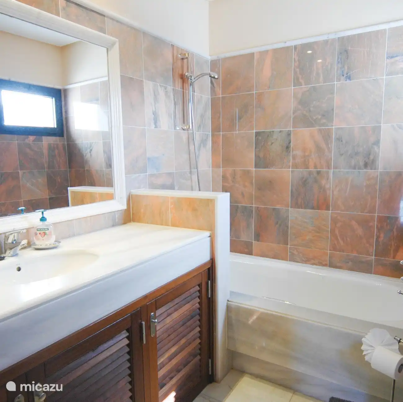 Bathroom 1 with bath, sink and toilet