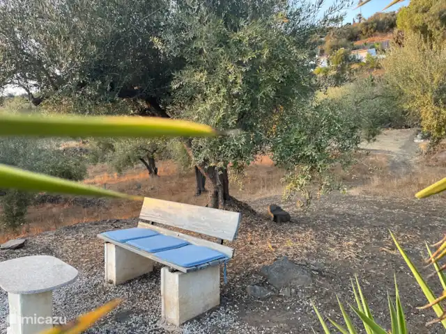 Casa Paraiso d'Oliva huren in Spanje, Andalusië, Sayalonga - vakantiehuis Zicht vanuit de tuin met olijfbomen naar de casa