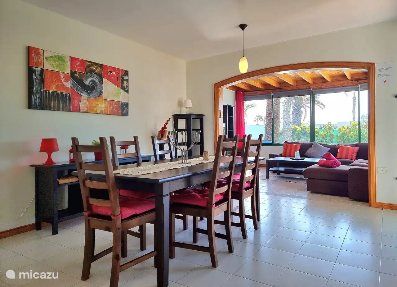 Spacious dining table.